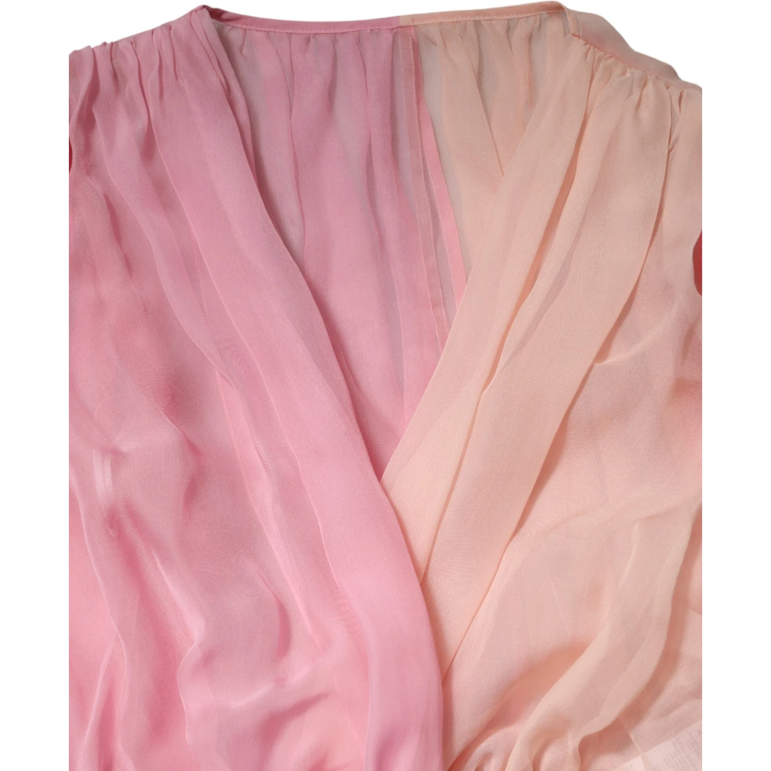Pink Plunging V-neck Long Sleeves Blouse Top