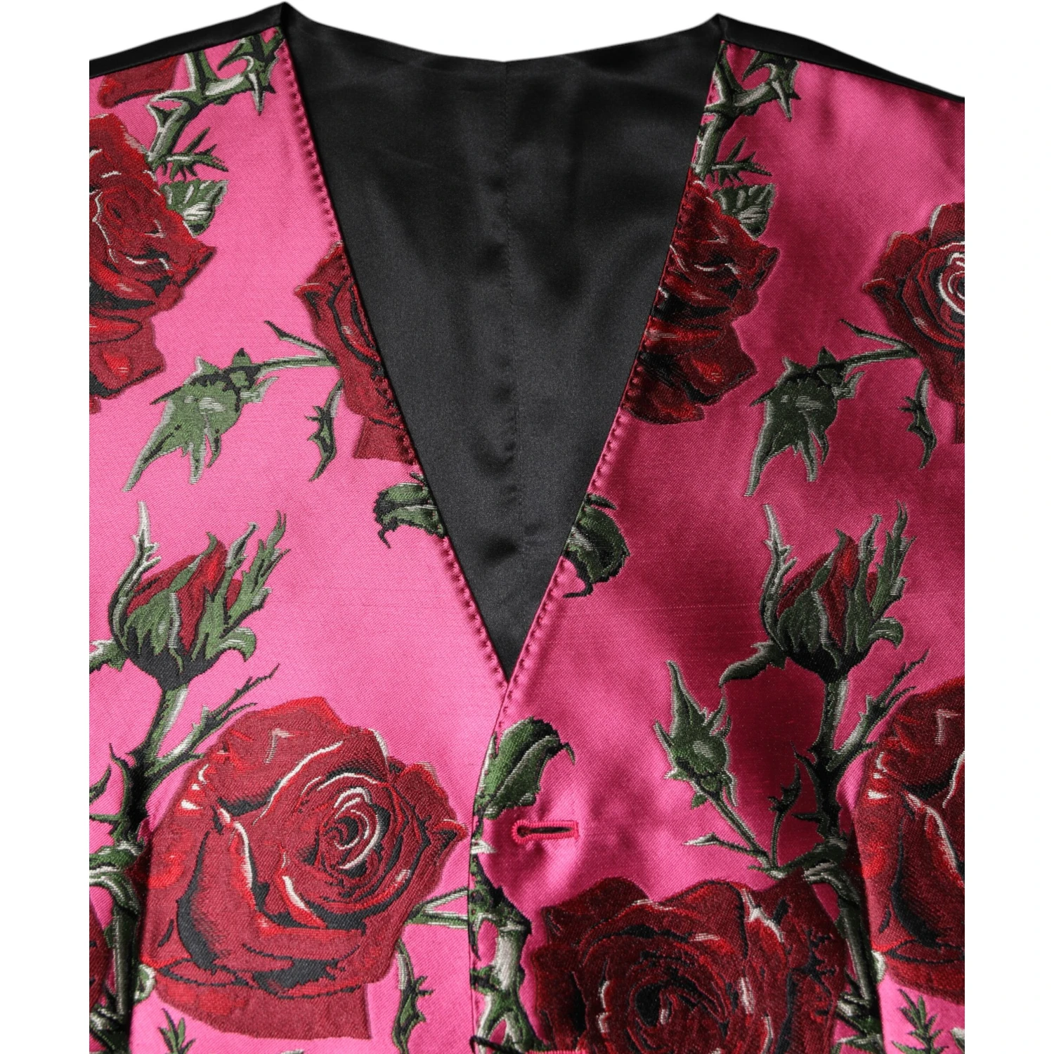 Pink Floral Satin Formal Men Waistcoat Vest