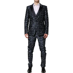 Blue MARTINI Star Jacquard 3 Piece Suit