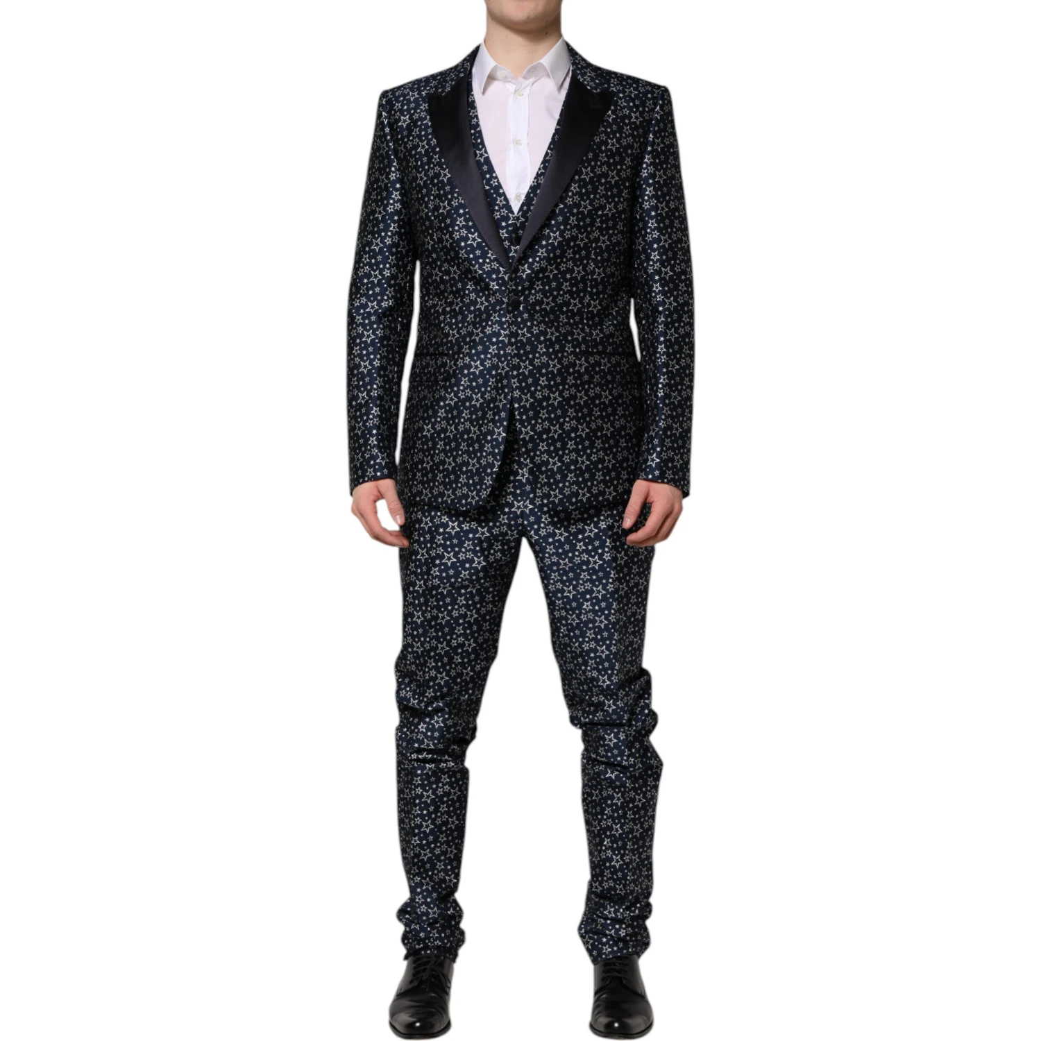 Blue MARTINI Star Jacquard 3 Piece Suit