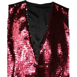 Red Sequined Dress Formal Men Waistcoat Vest