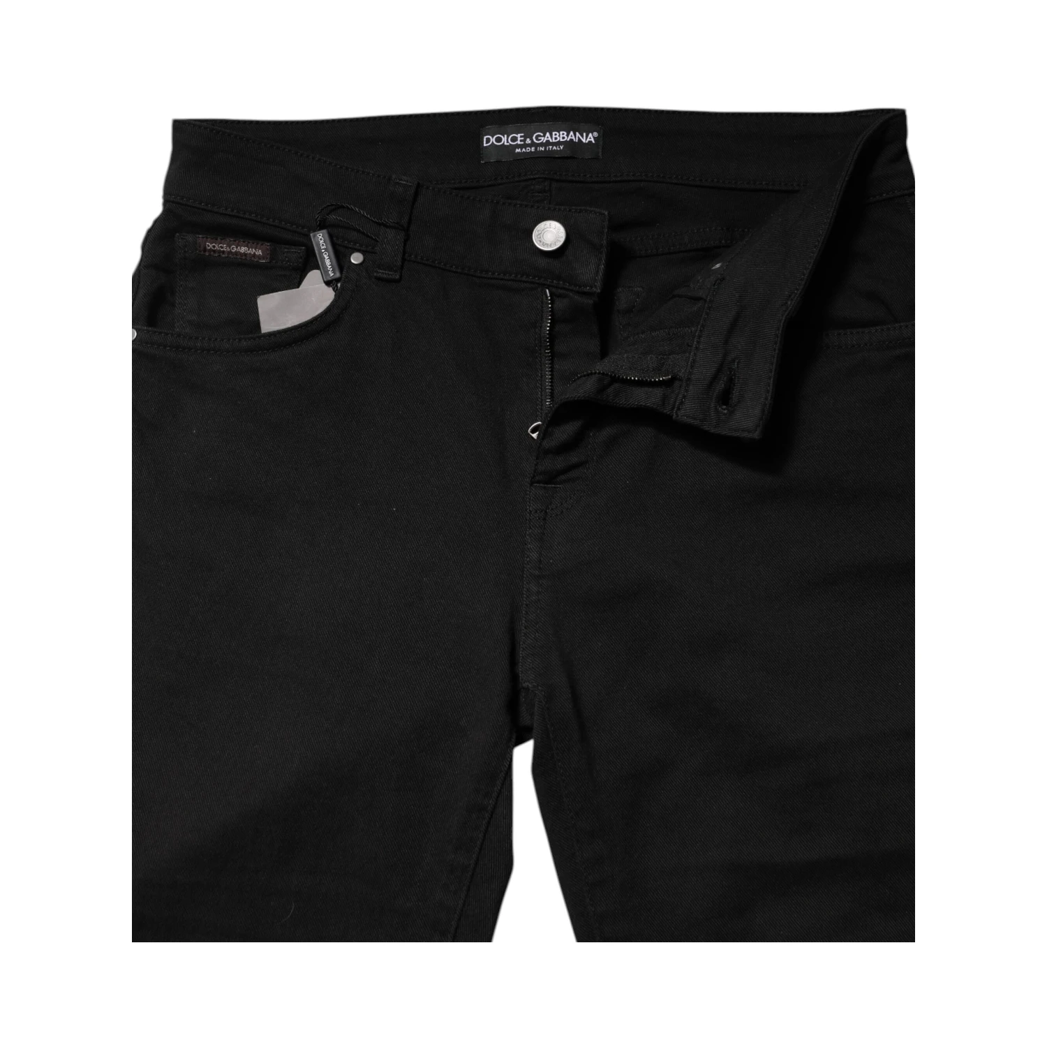 Black Cotton Logo Mid Waist Skinny Denim Jeans