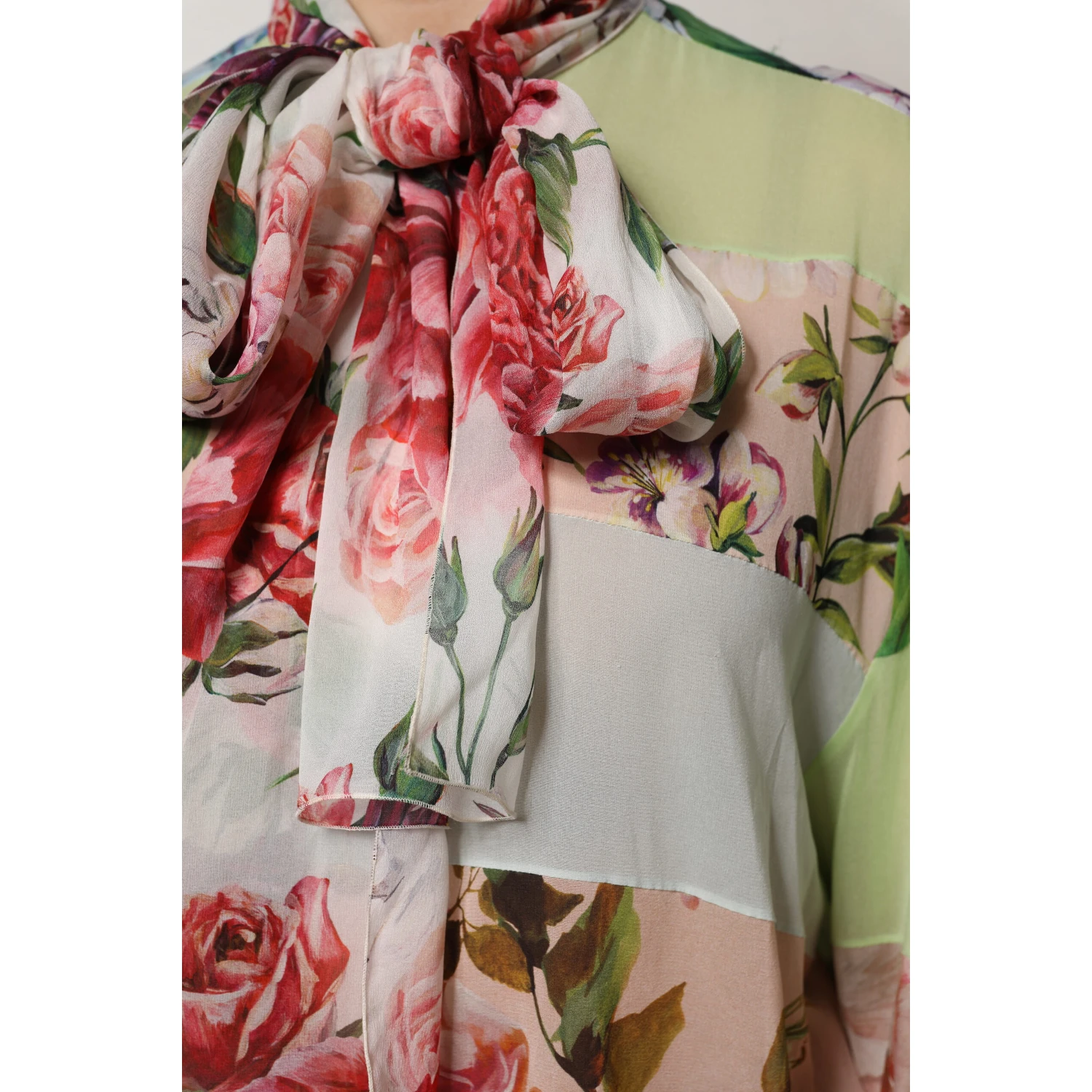 Multicolor Floral Patchwork Long Sleeves Top