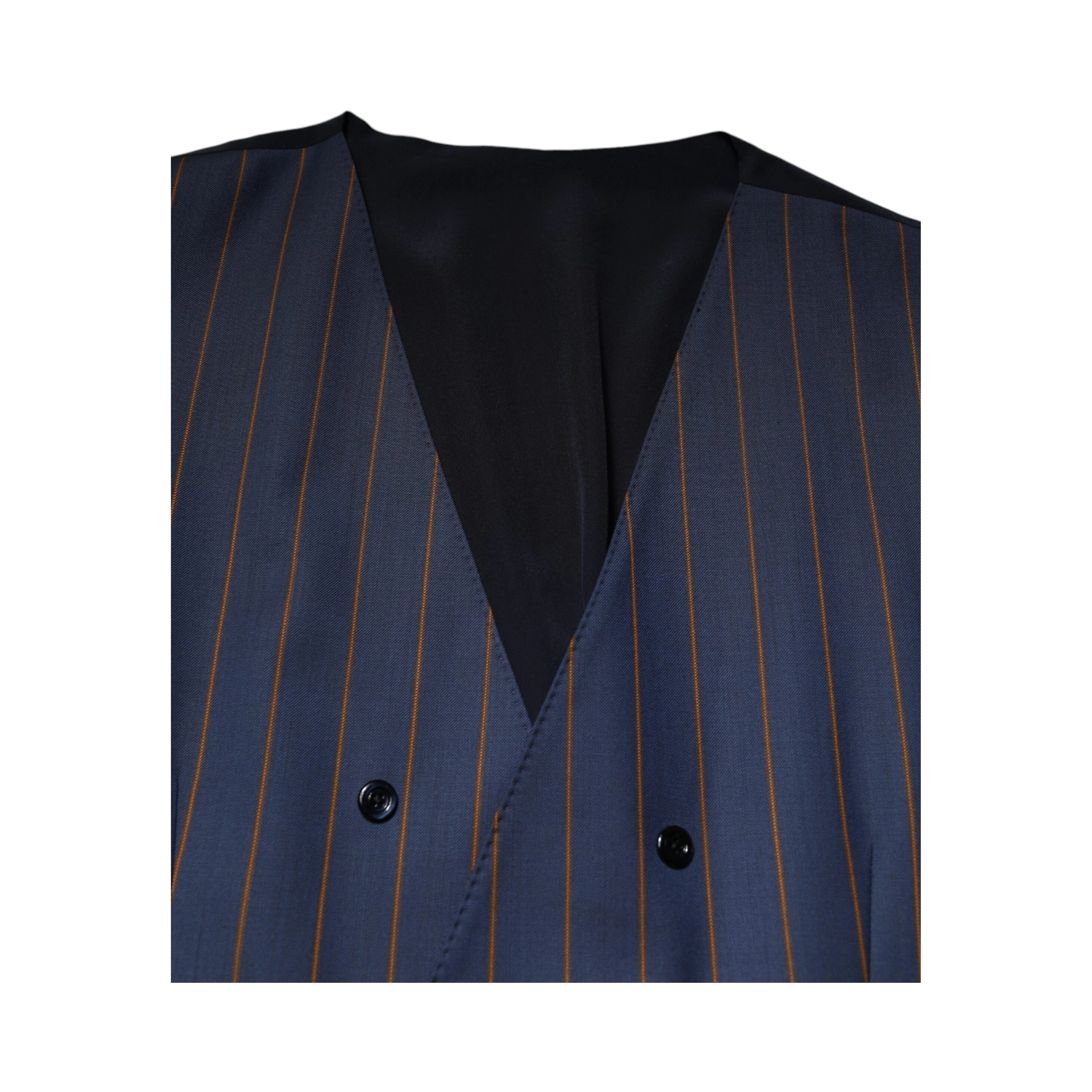 Blue Stripes Wool Formal Men Waistcoat Vest