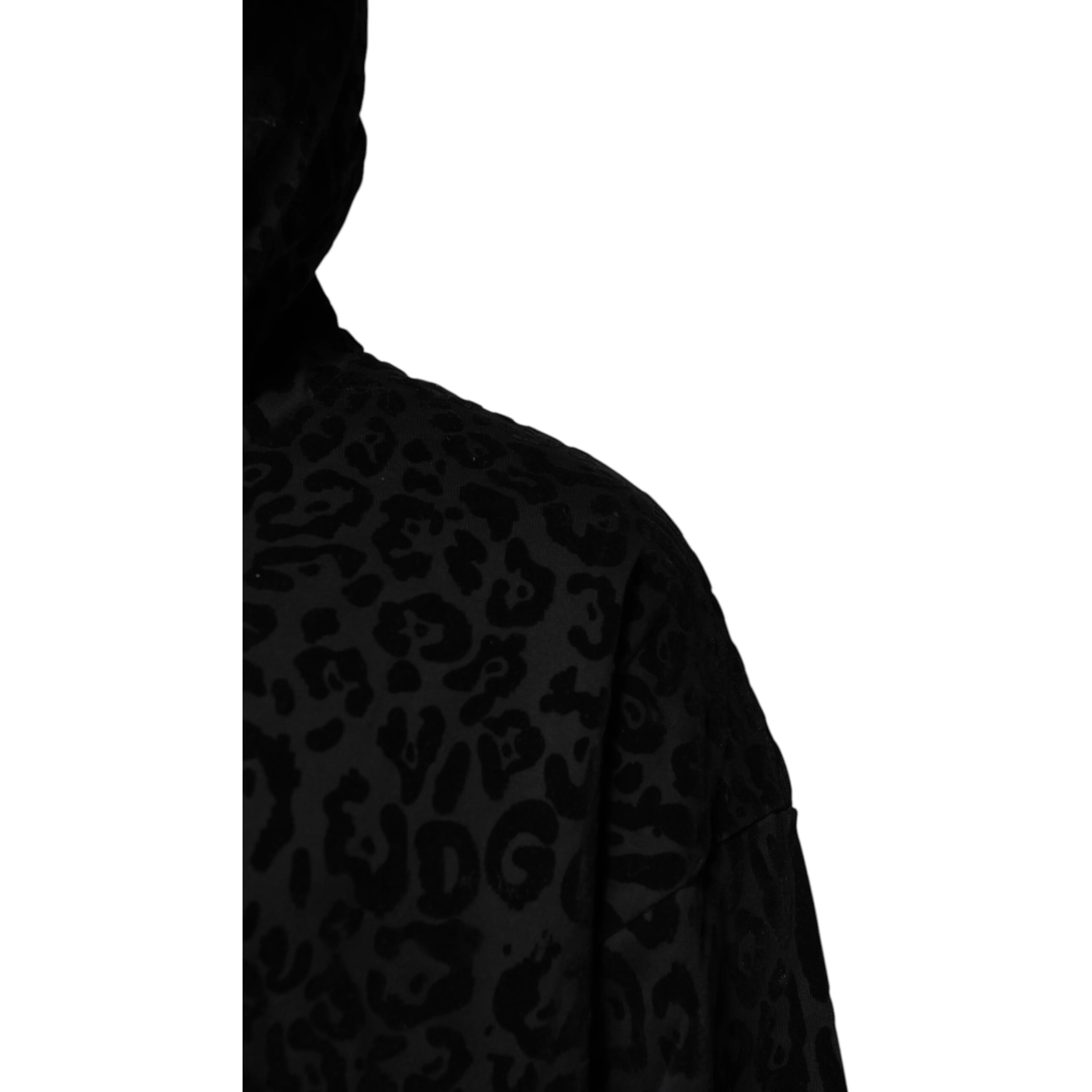 Black Leopard Full Zip Hooded Sweatshirt Sweater
