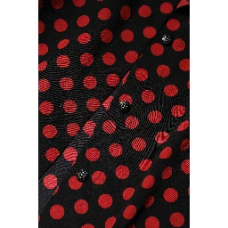 Black Red Polka Dot Silk Long Sleeves Top