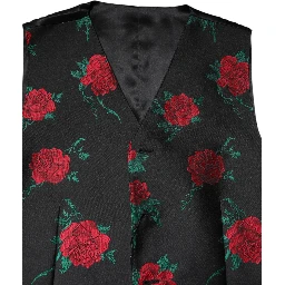 Red Floral Brocade Formal Men Waistcoat Vest