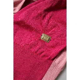 Pink Short Sleeves Buttoned Ascot Collar Top