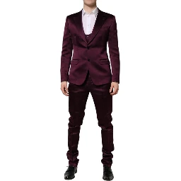 Dark Purple Silk 3Piece Single Breasted Suit