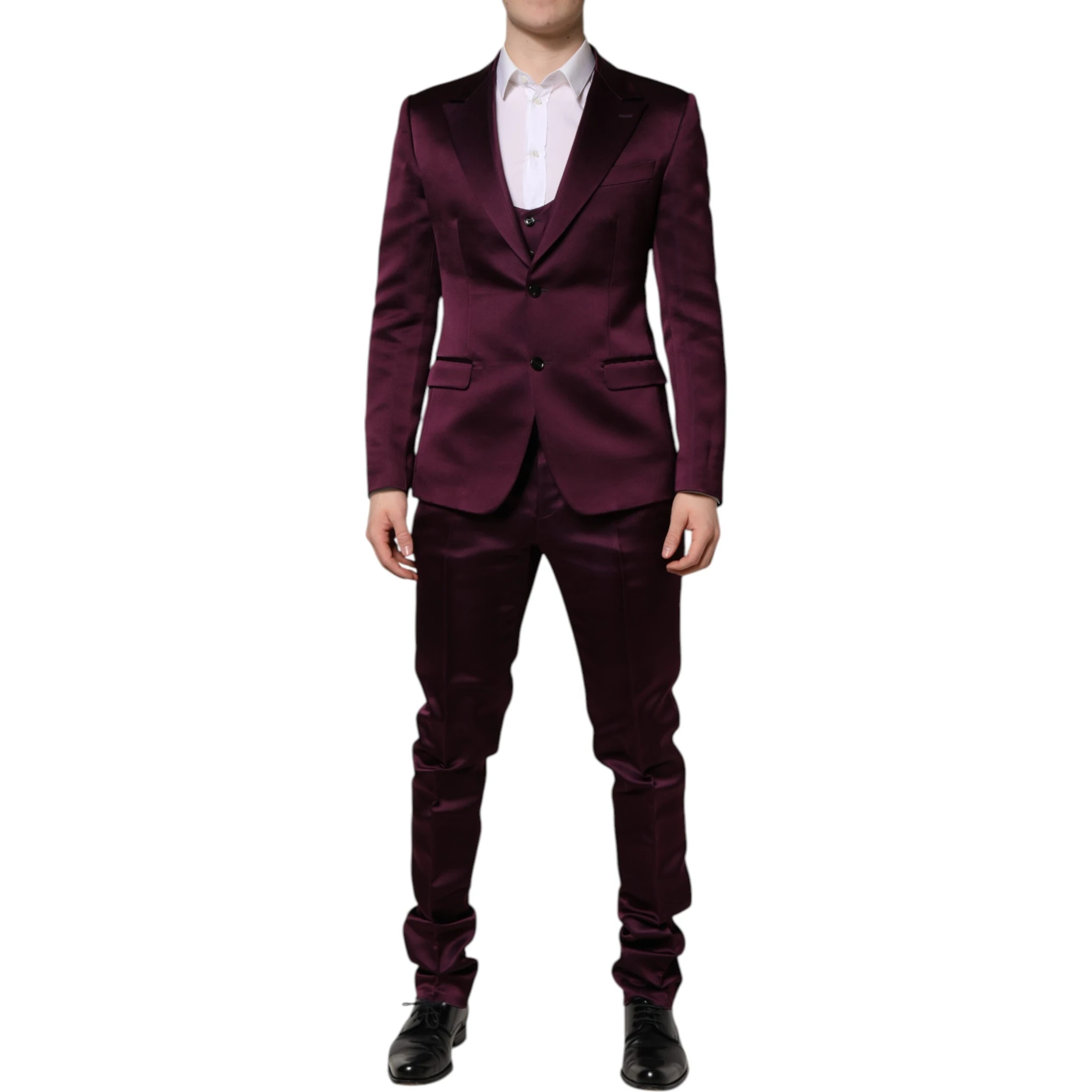 Dark Purple Silk 3Piece Single Breasted Suit