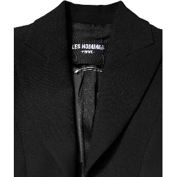 Black Polyester Single Breasted Trench Coat Jacket