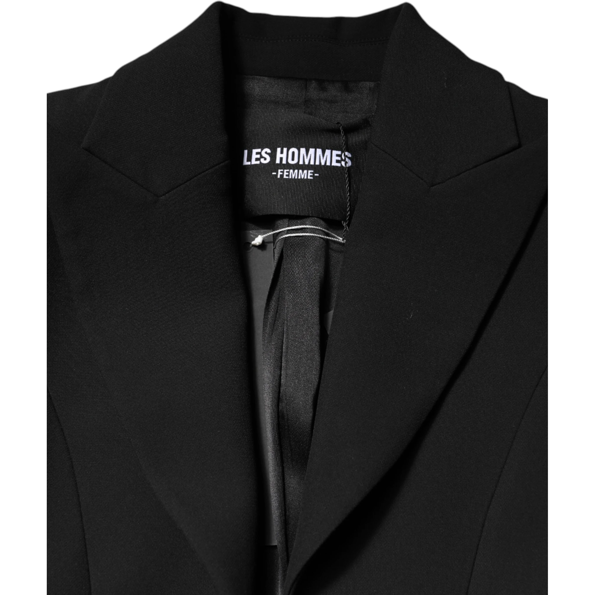 Black Polyester Single Breasted Trench Coat Jacket