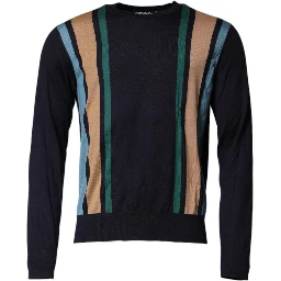 Multicolor Stripes Crew Neck Pullover Sweater