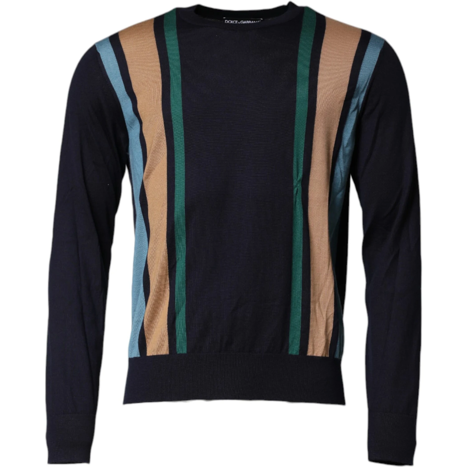 Multicolor Stripes Crew Neck Pullover Sweater