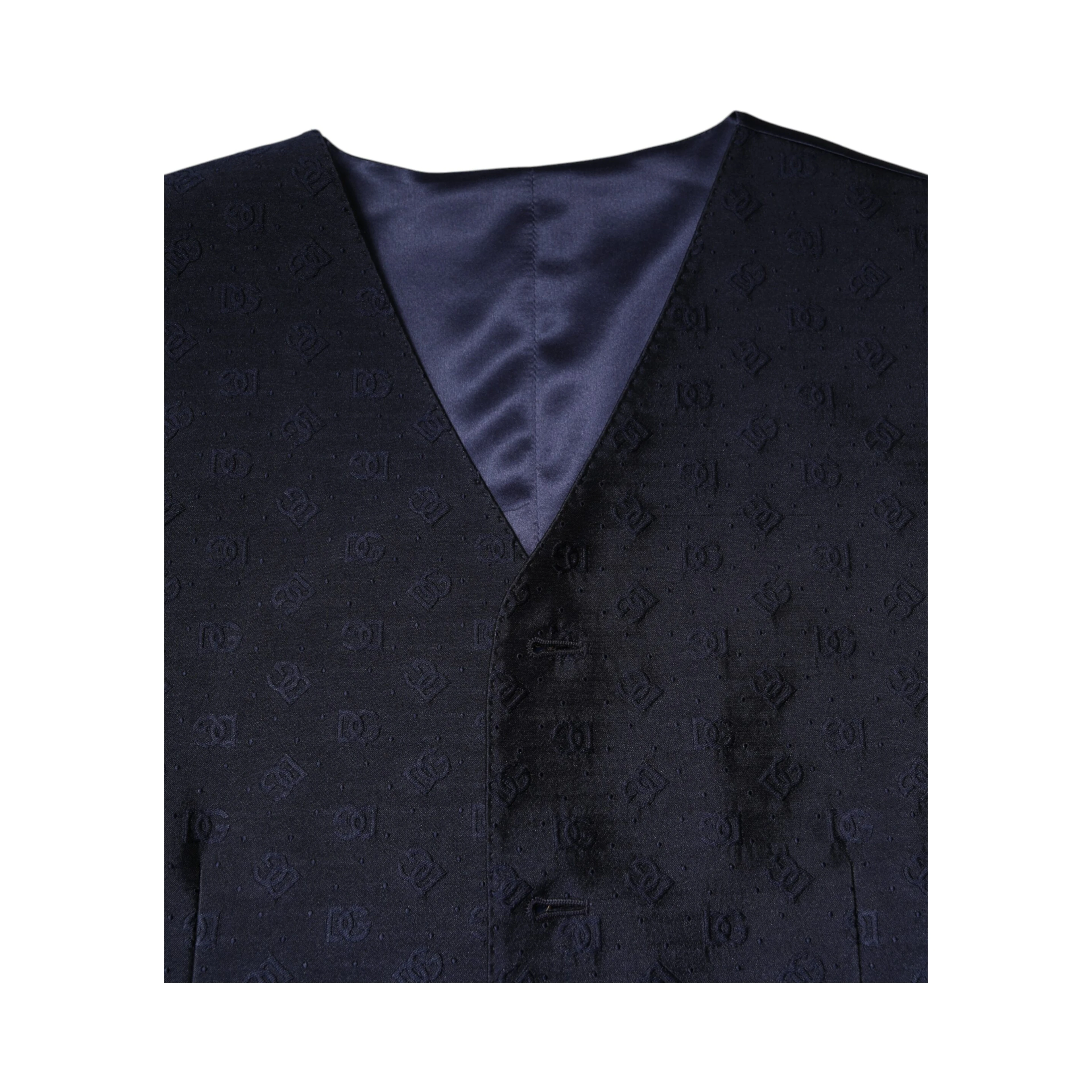 Dark Blue Logo Wool Formal Men Waistcoat Vest