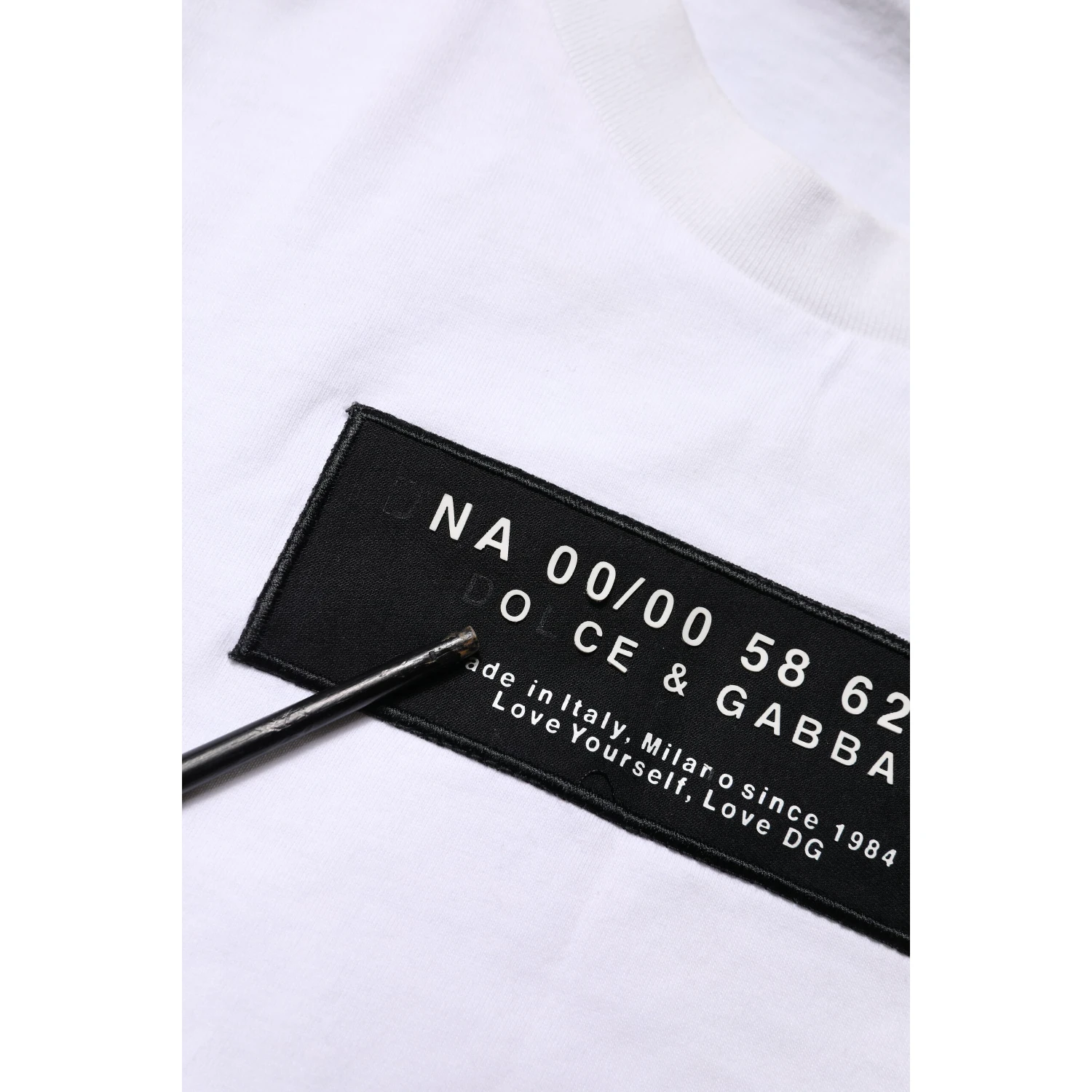 White Cotton Logo Patch Crew Neck T-shirt