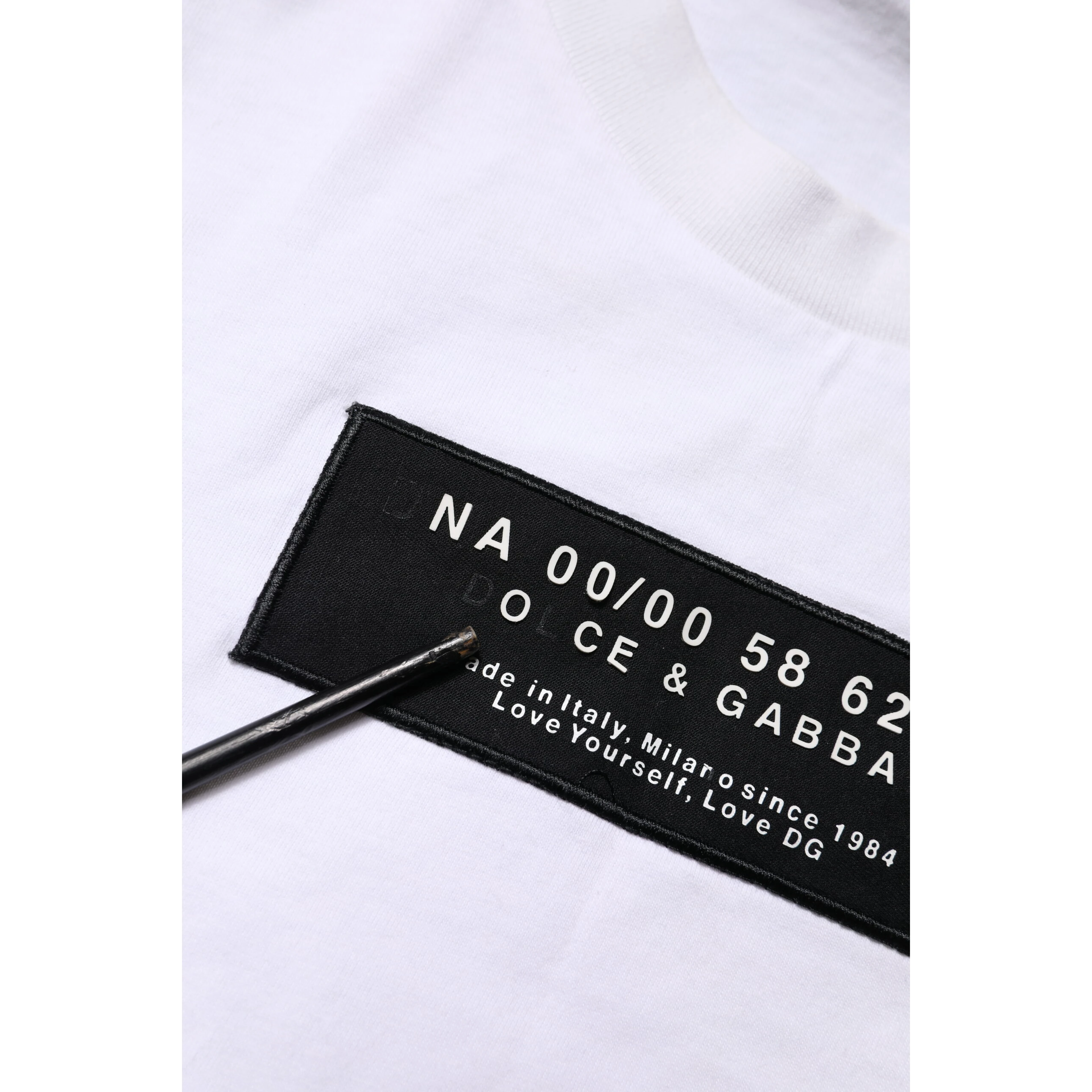 White Cotton Logo Patch Crew Neck T-shirt