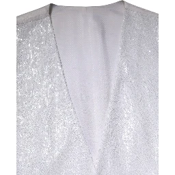 White Sequined Dress Formal Waistcoat Vest