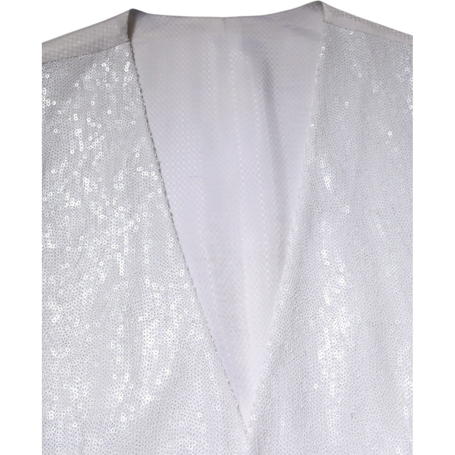White Sequined Dress Formal Waistcoat Vest