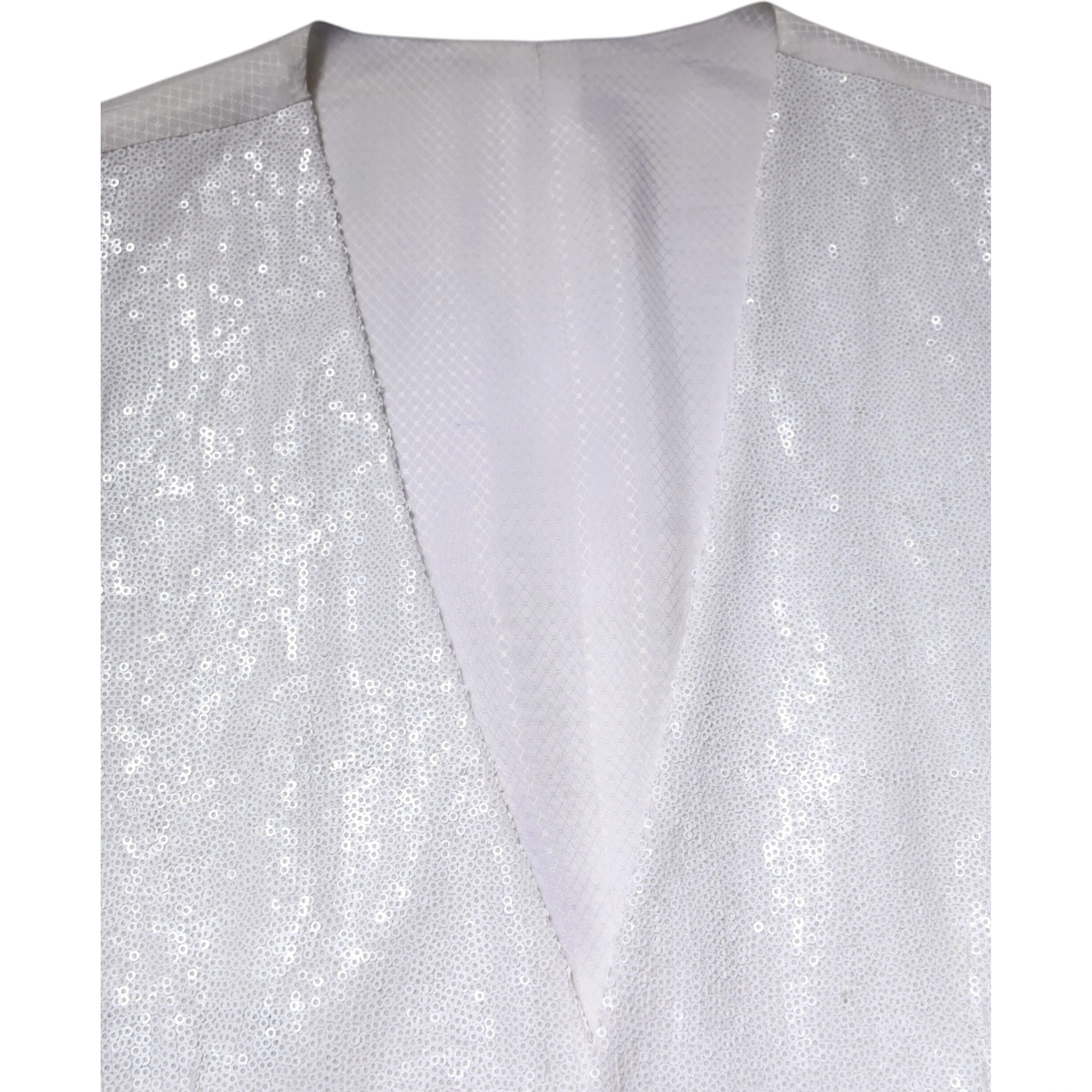 White Sequined Dress Formal Waistcoat Vest