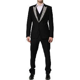 Black MARTINI Crystal Embellished 3 Pc Suit
