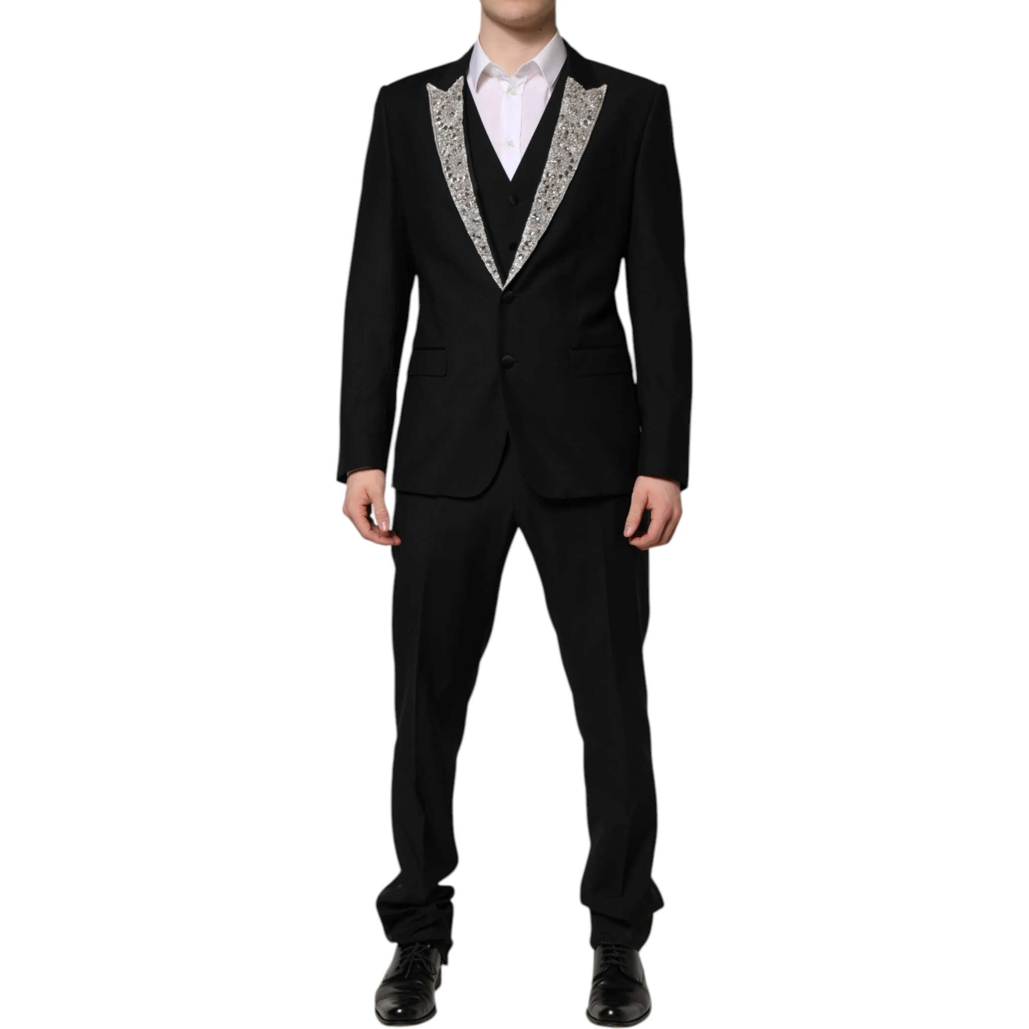 Black MARTINI Crystal Embellished 3 Pc Suit