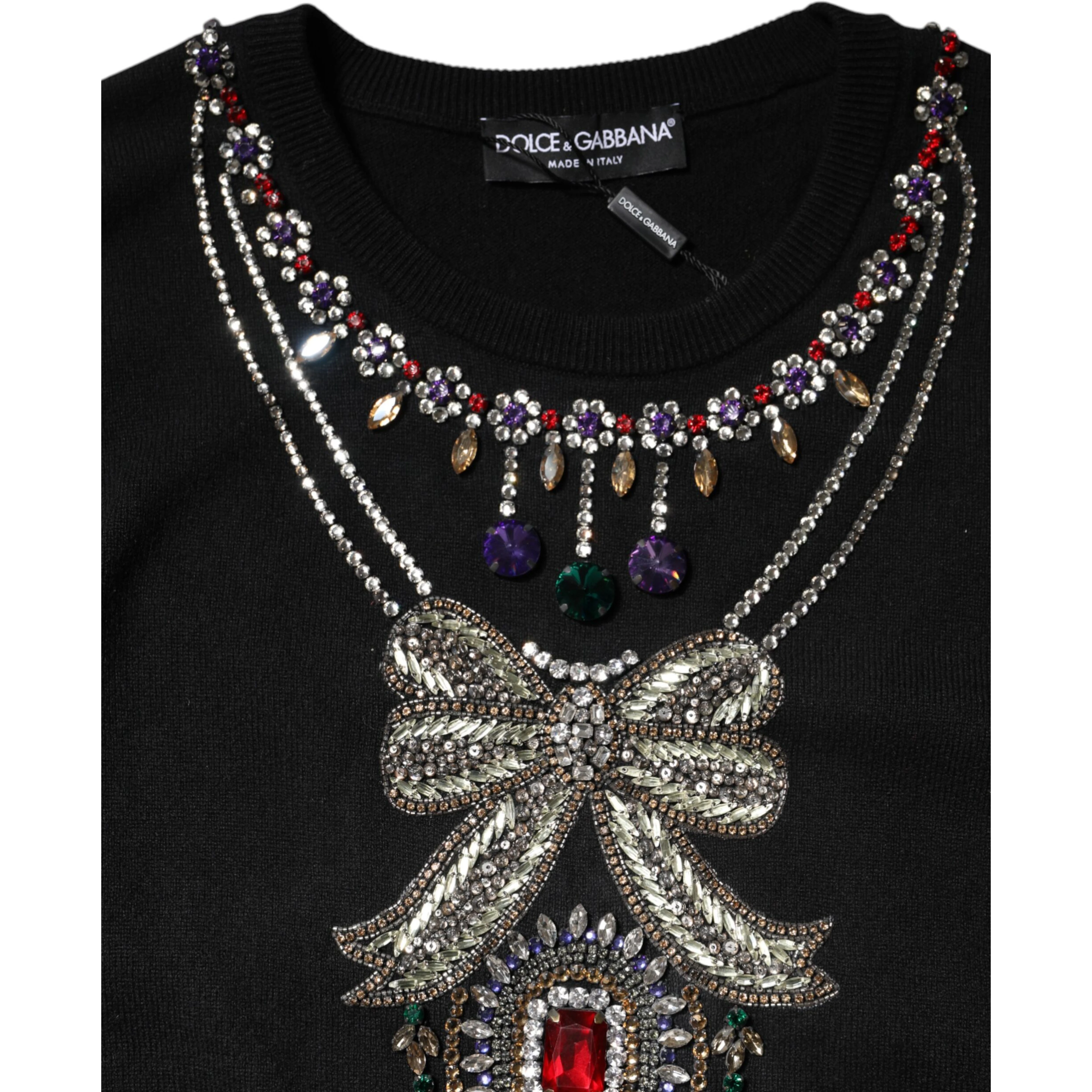 Black Cashmere Crystal Embellished Sweater