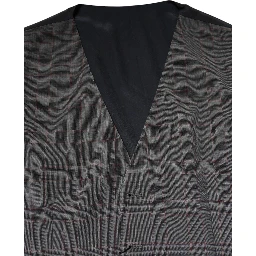 Gray Plaid Wool Formal Dress Waistcoat Vest