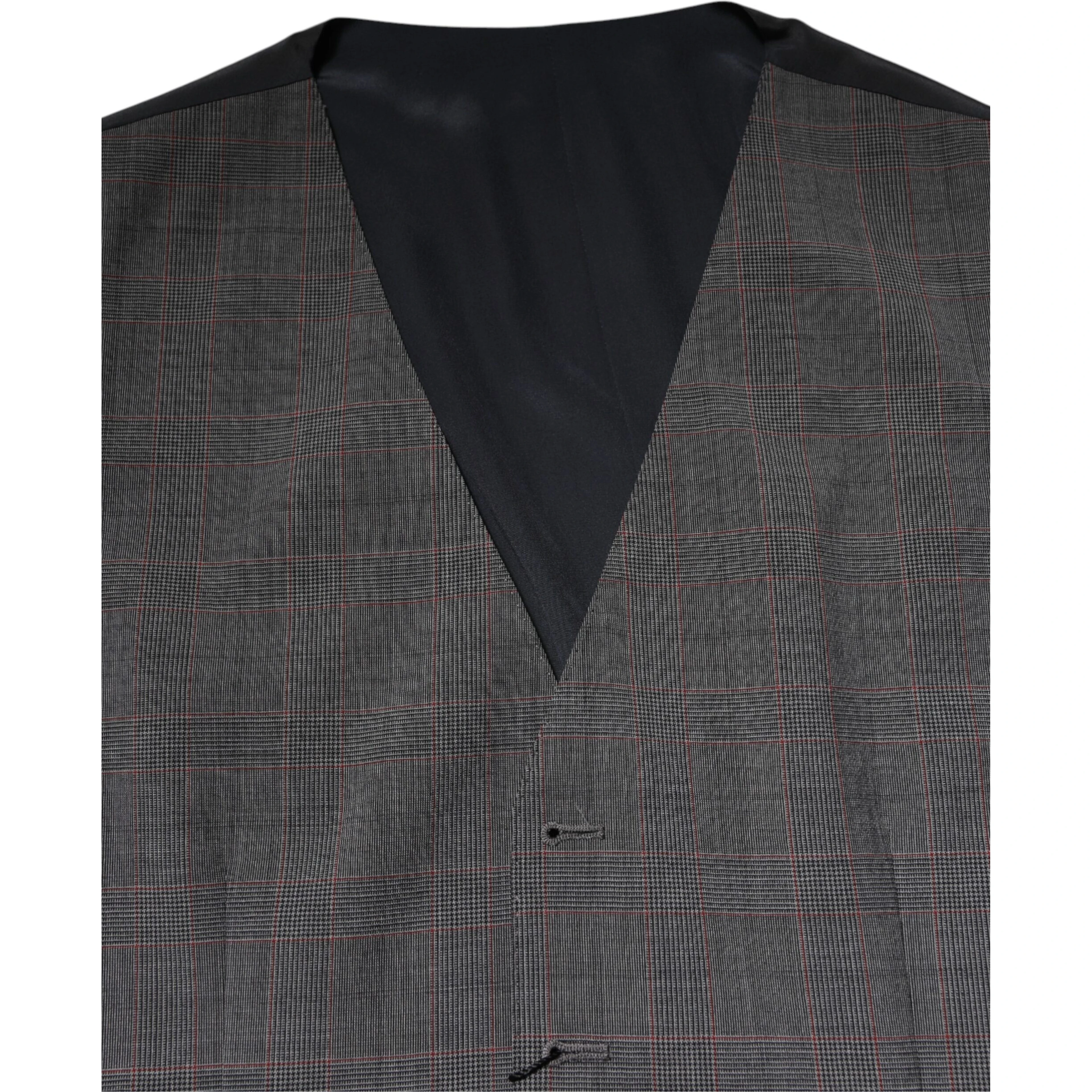Gray Plaid Wool Formal Dress Waistcoat Vest