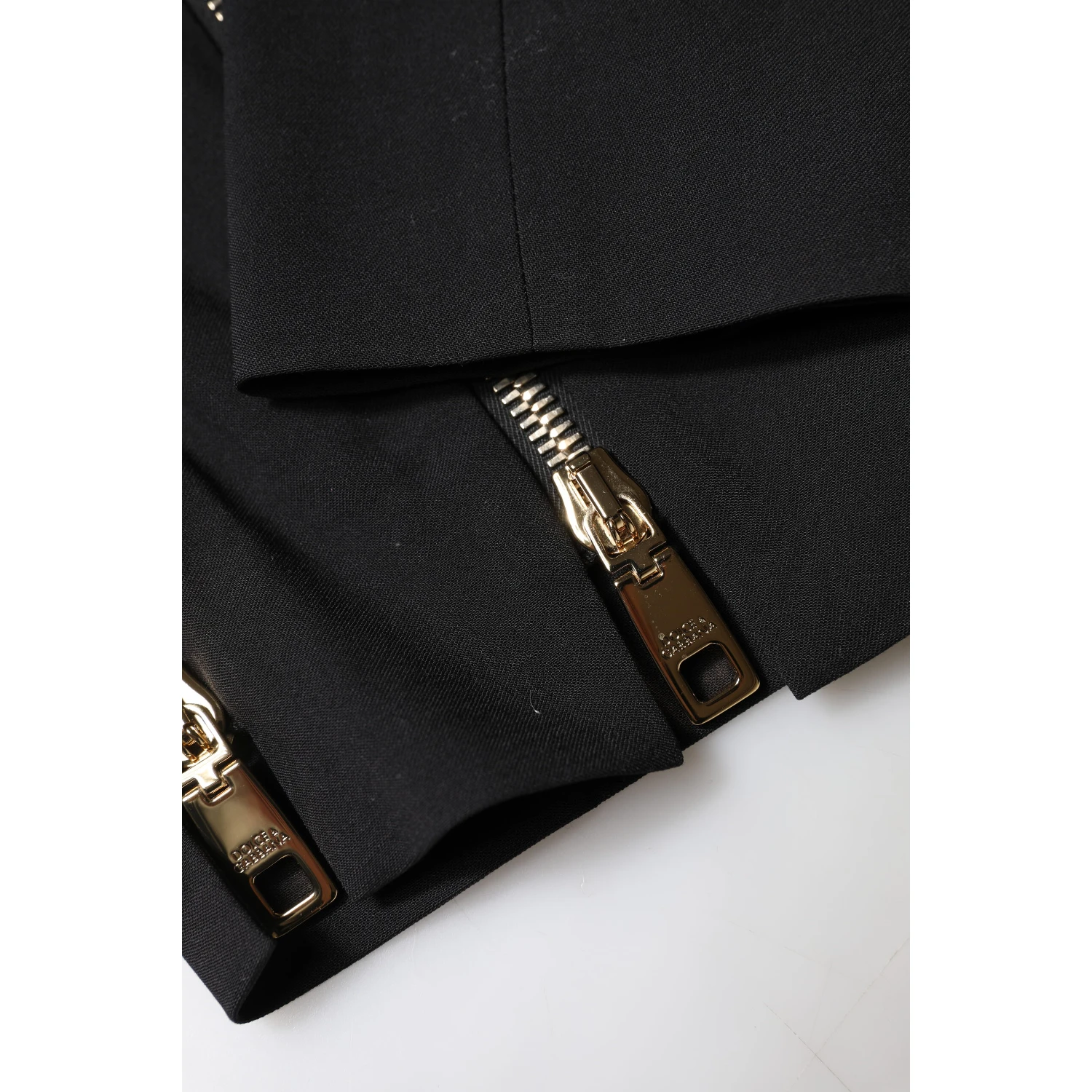 Black Wool High Waist Zipper Tapered Pants