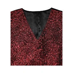 Red Floral Brocade Formal Men Waistcoat Vest