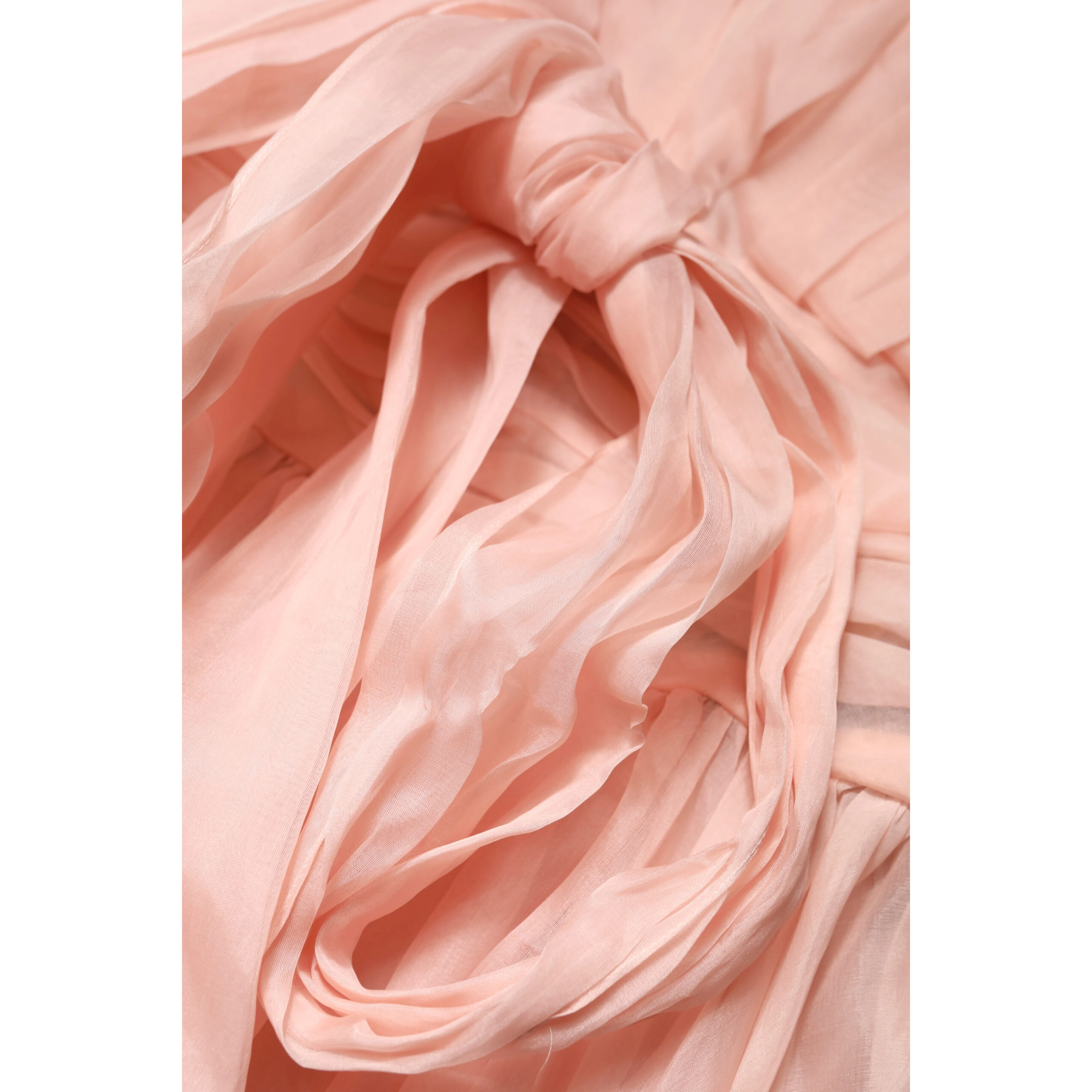 Pink Silk Chiffon A-line Pleated Midi Dress