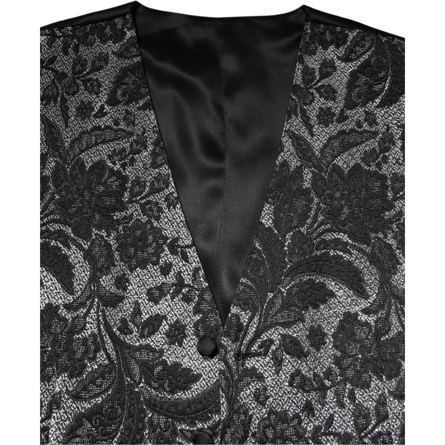 Black Gray Brocade Formal Men Waistcoat Vest