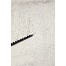 White Cotton Logo Embossed Crew Neck T-shirt