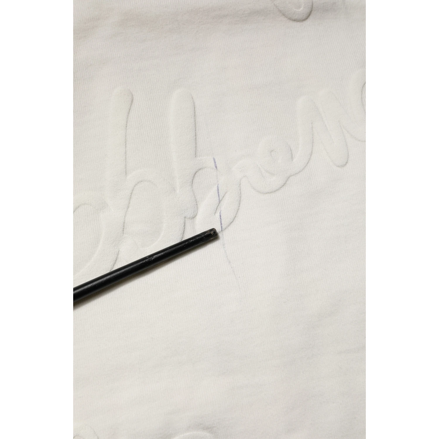 White Cotton Logo Embossed Crew Neck T-shirt