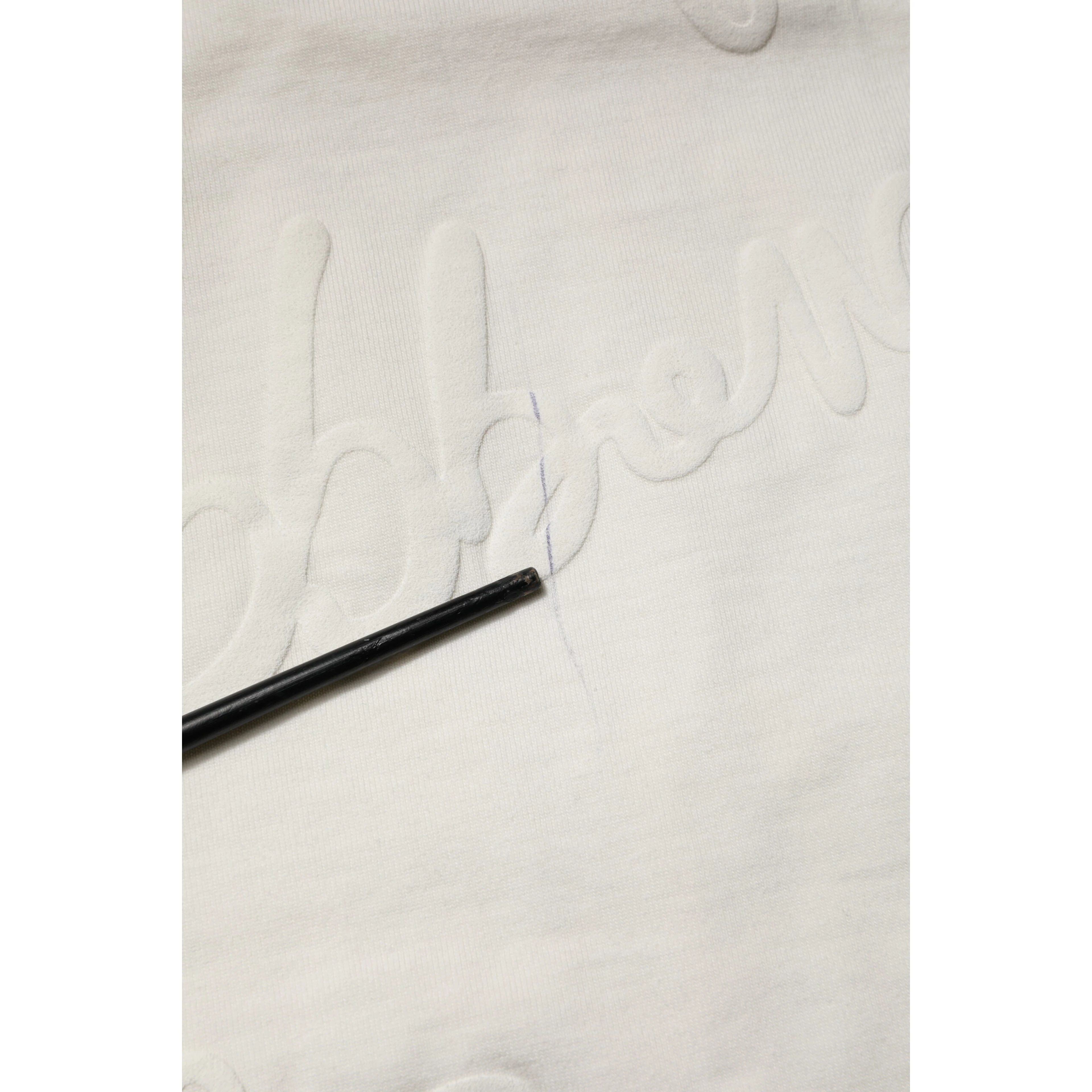 White Cotton Logo Embossed Crew Neck T-shirt
