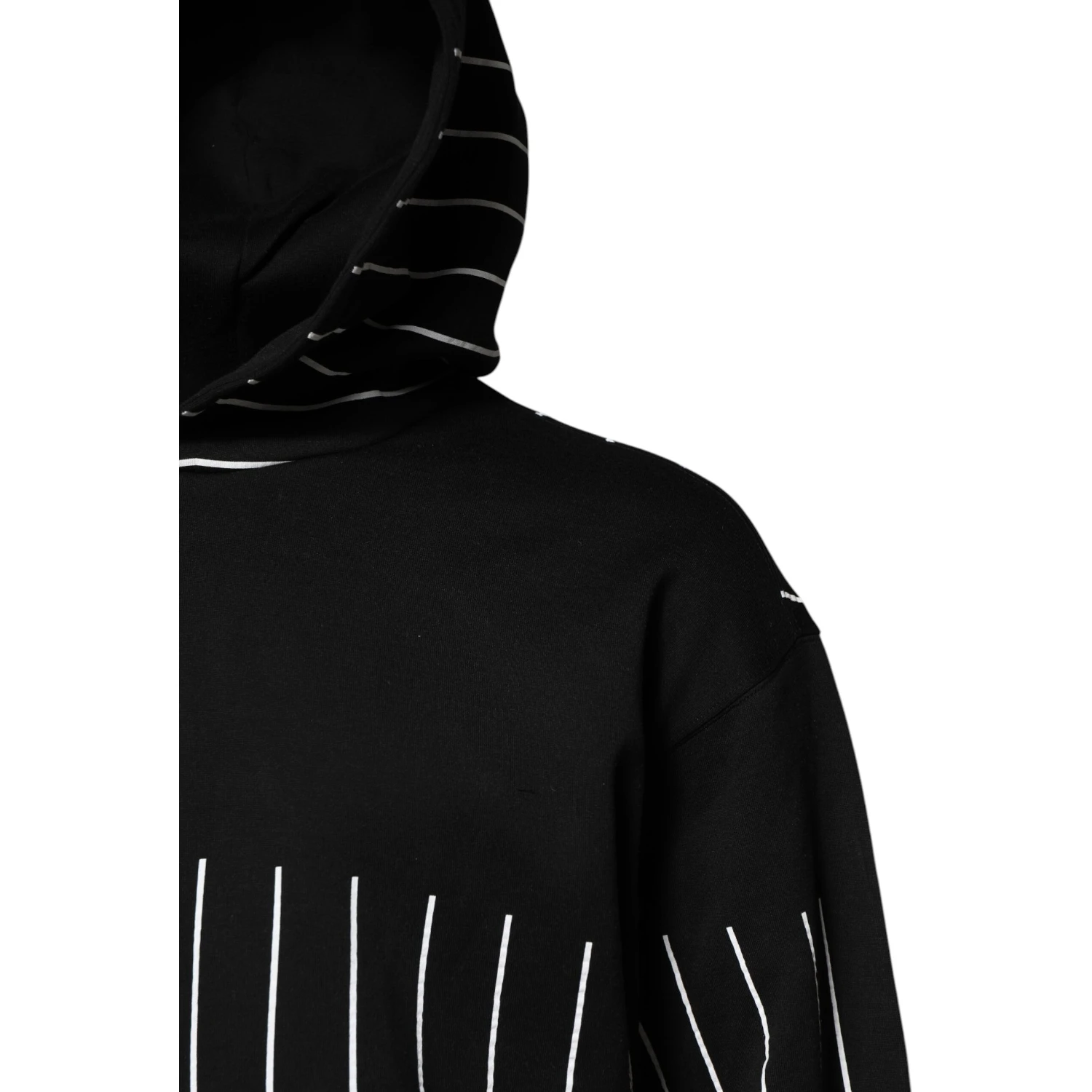 Black White Stripe Hooded Sweatshirt Sweater