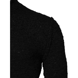 Black Wool Knit Crew Neck Pullover Sweater