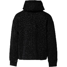 Black Leopard Full Zip Hooded Sweatshirt Sweater