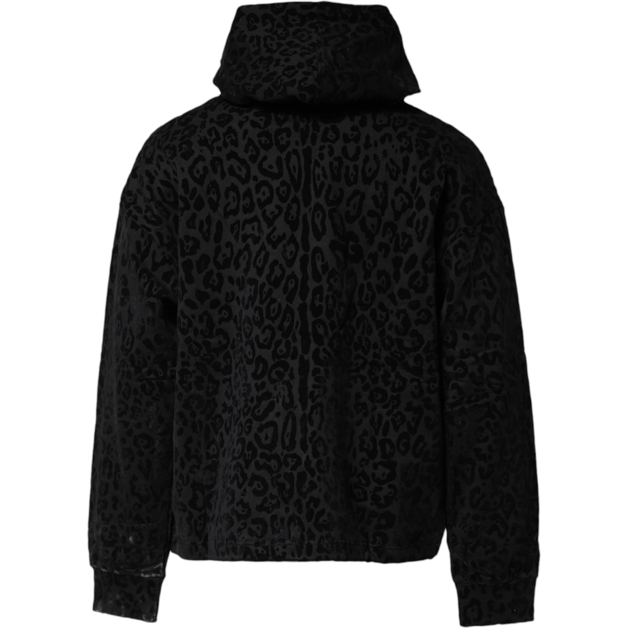 Black Leopard Full Zip Hooded Sweatshirt Sweater