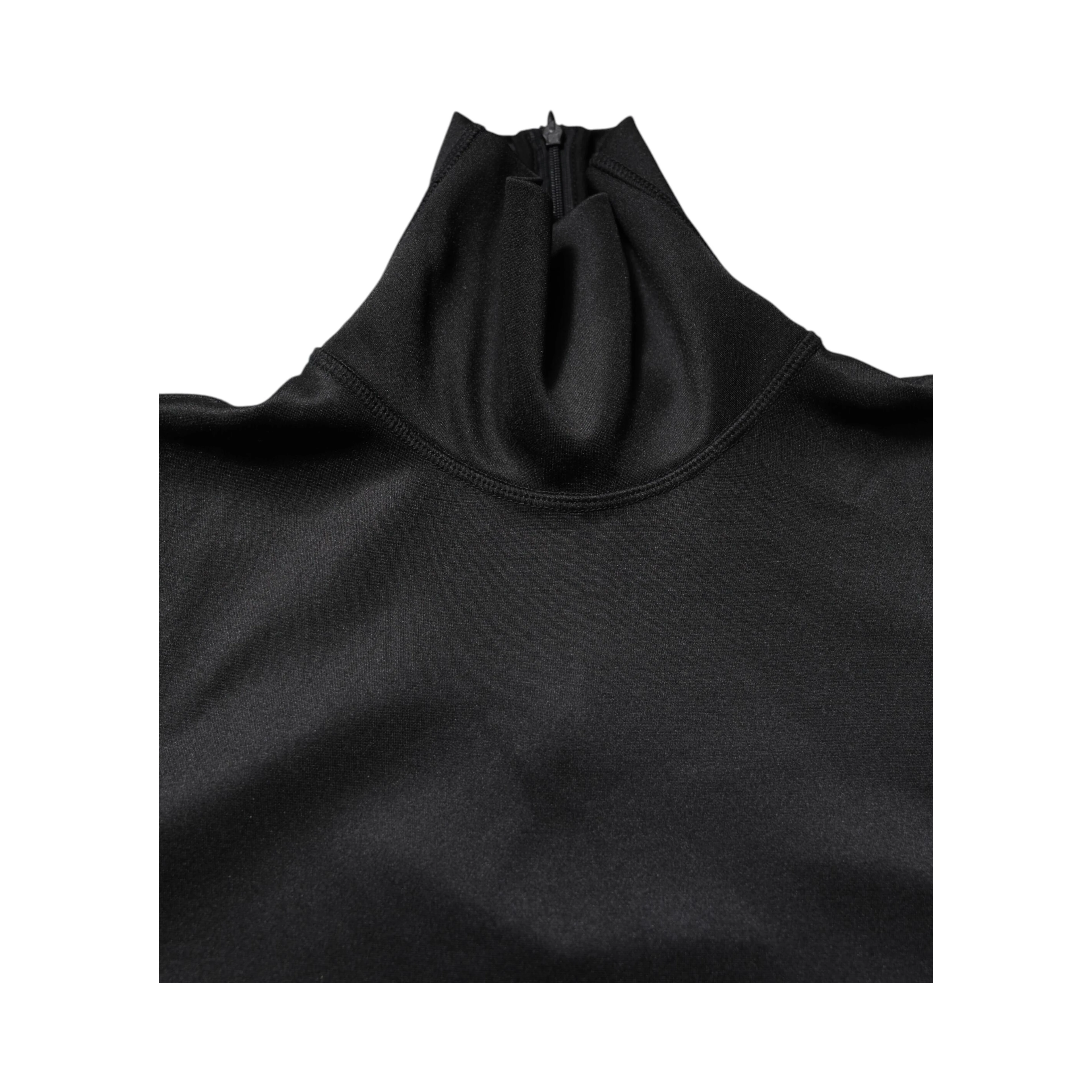 Black Polyester Turtleneck Pullover Sweater