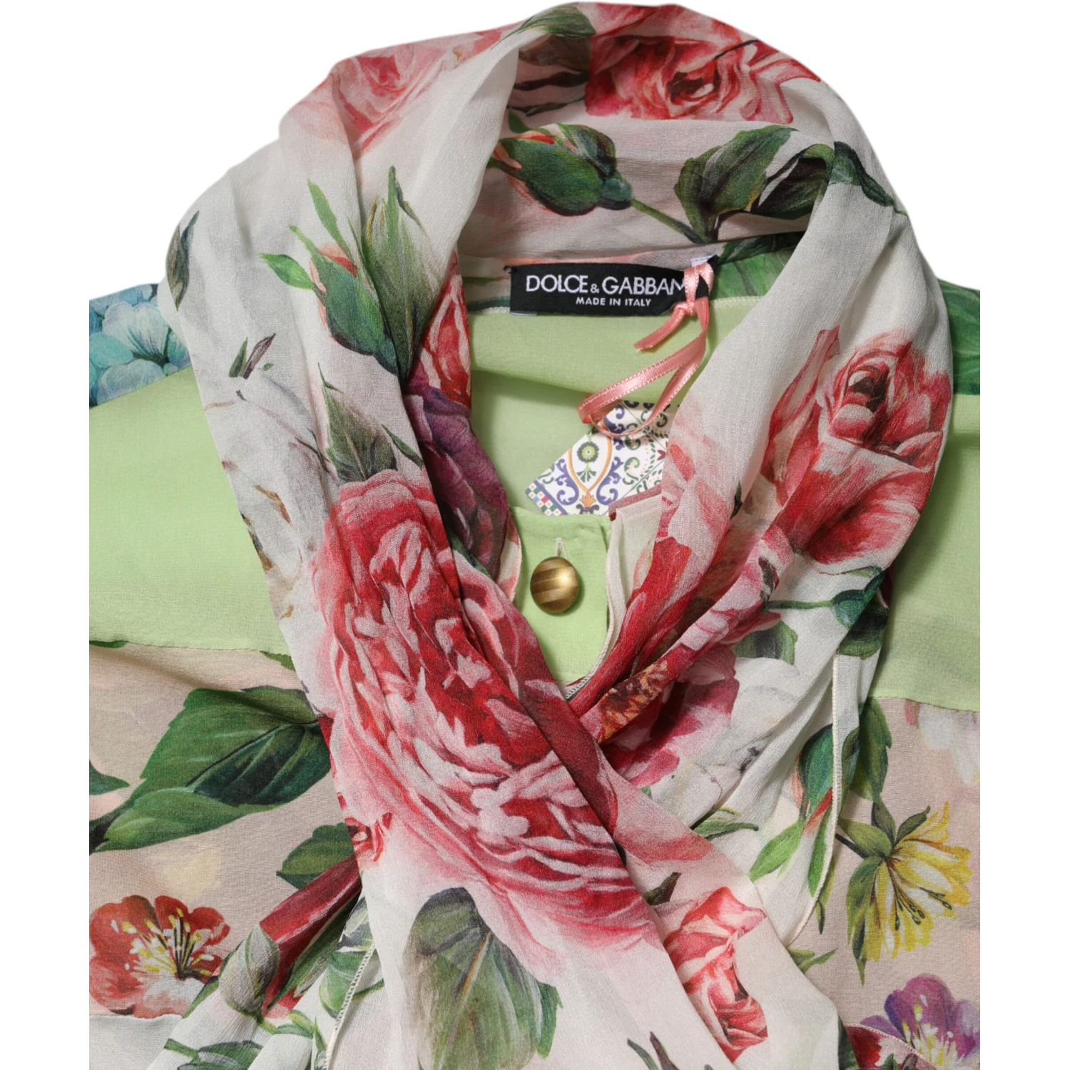 Multicolor Floral Patchwork Long Sleeves Top