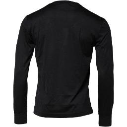 Dark Blue Silk Crew Neck Men Pullover Sweater