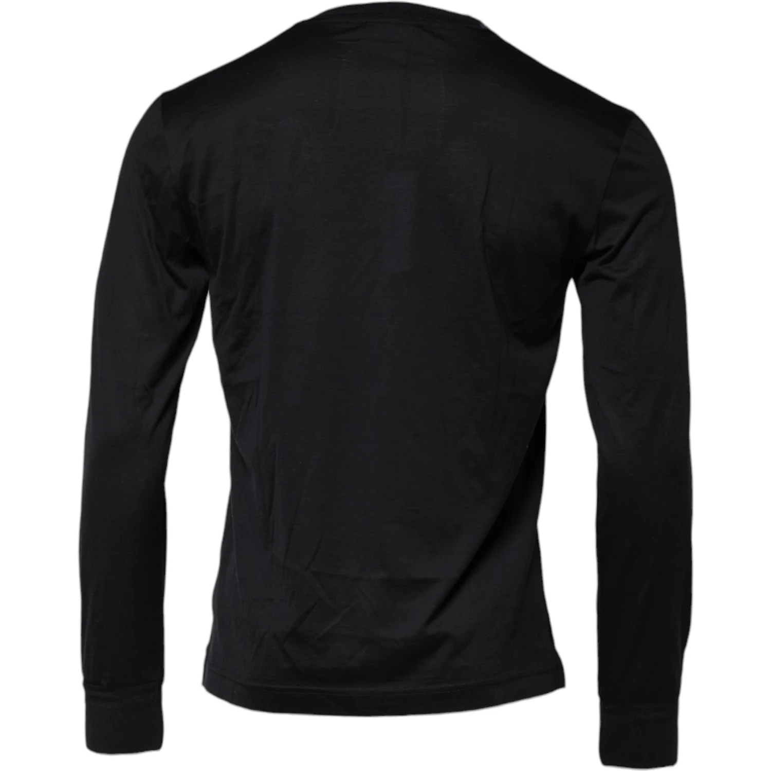 Dark Blue Silk Crew Neck Men Pullover Sweater