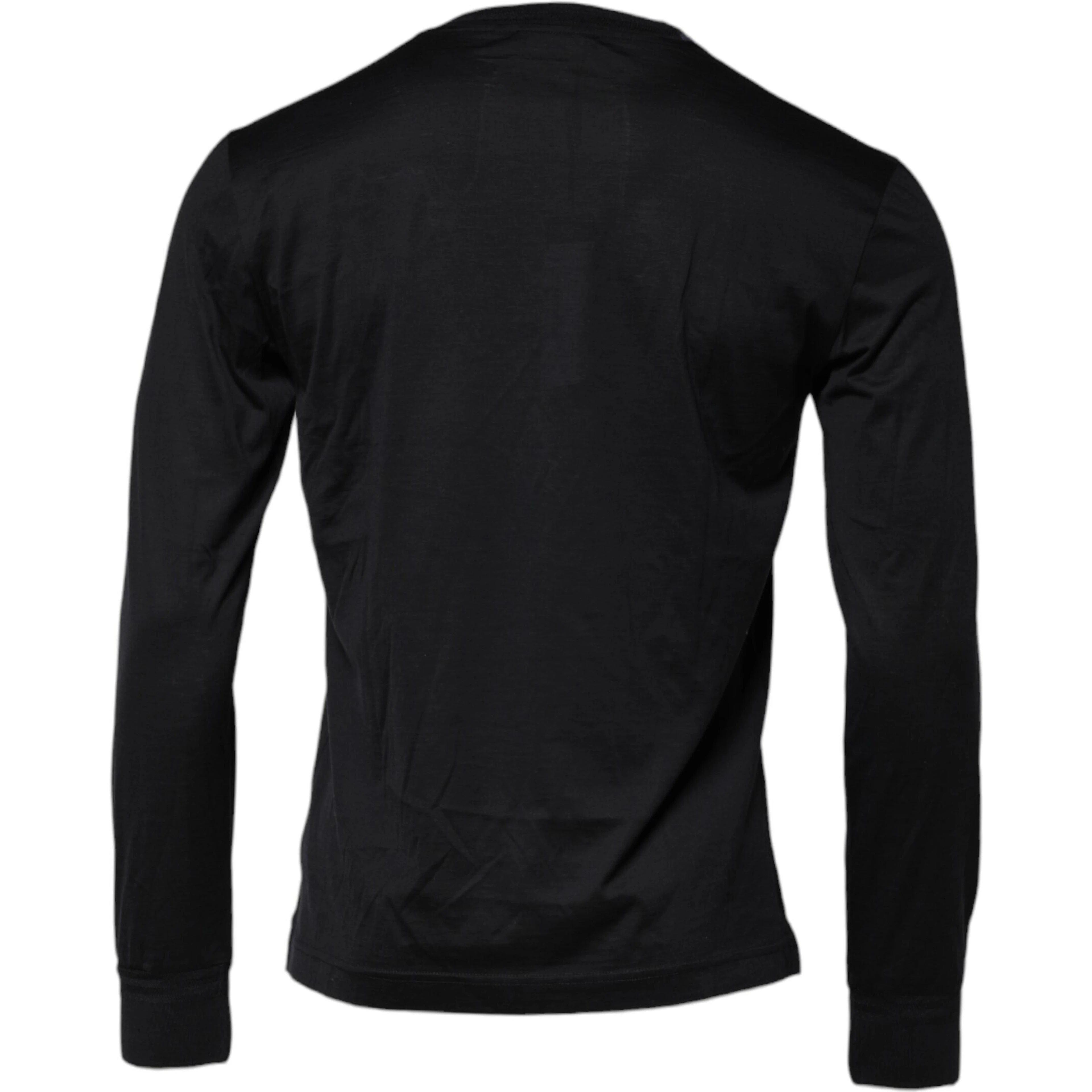 Dark Blue Silk Crew Neck Men Pullover Sweater