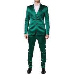 Green Silk 3 Piece Single Breasted Suit
