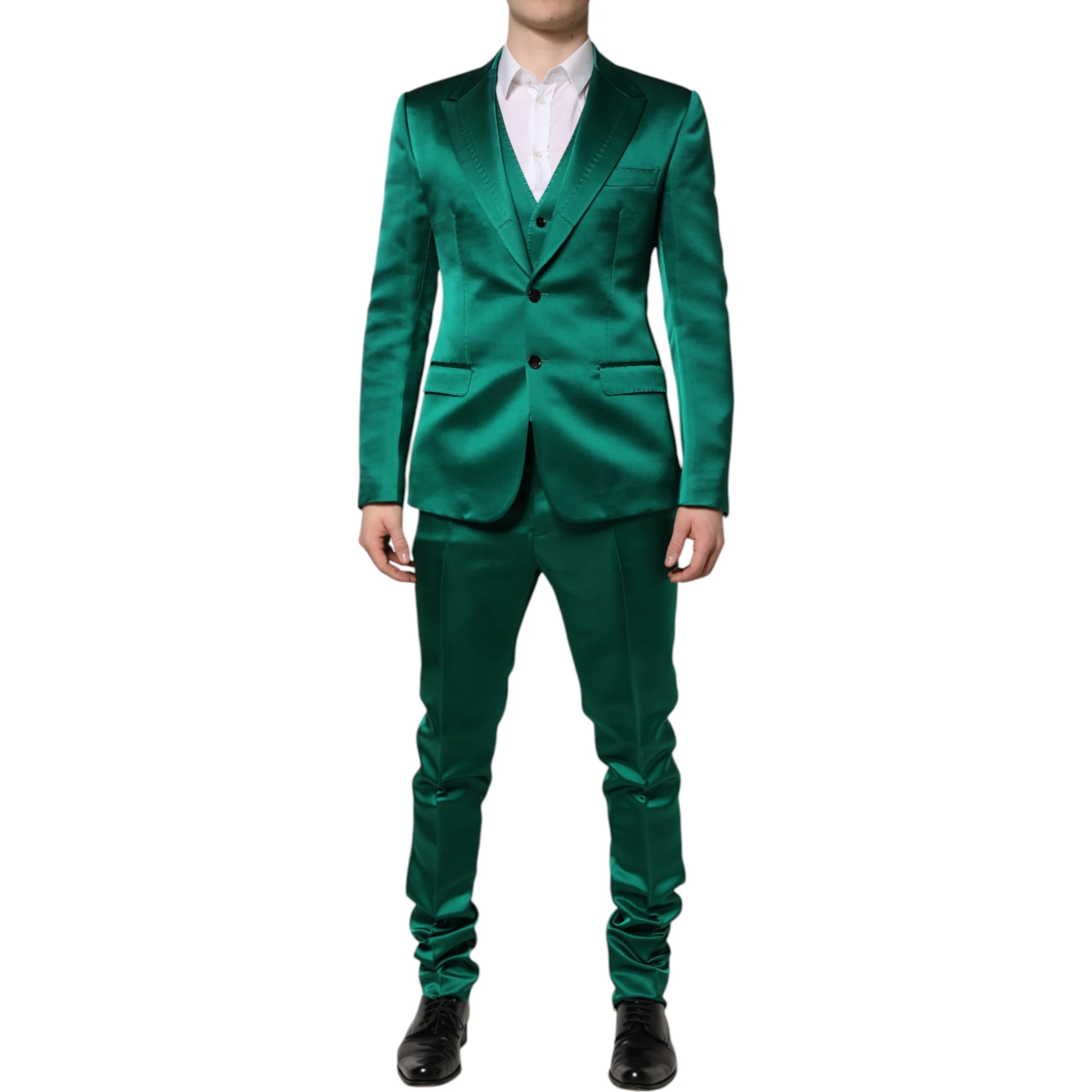 Green Silk 3 Piece Single Breasted Suit