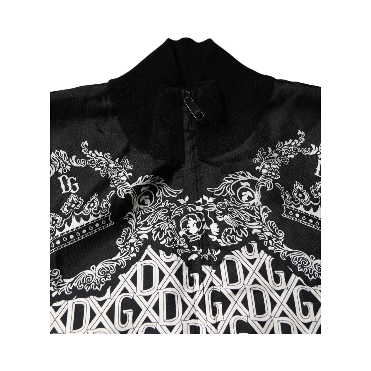 Black White Bandana Print Full Zip Sweater