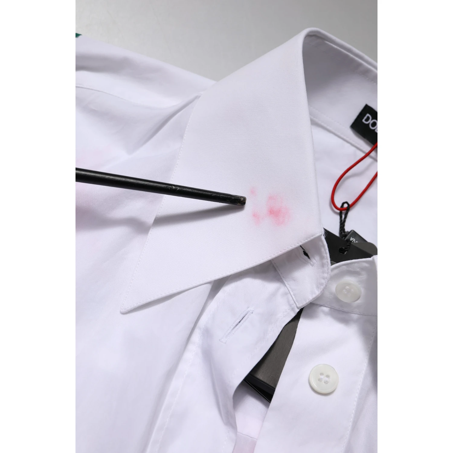 White Cotton Floral Appliques Dress Shirt Top