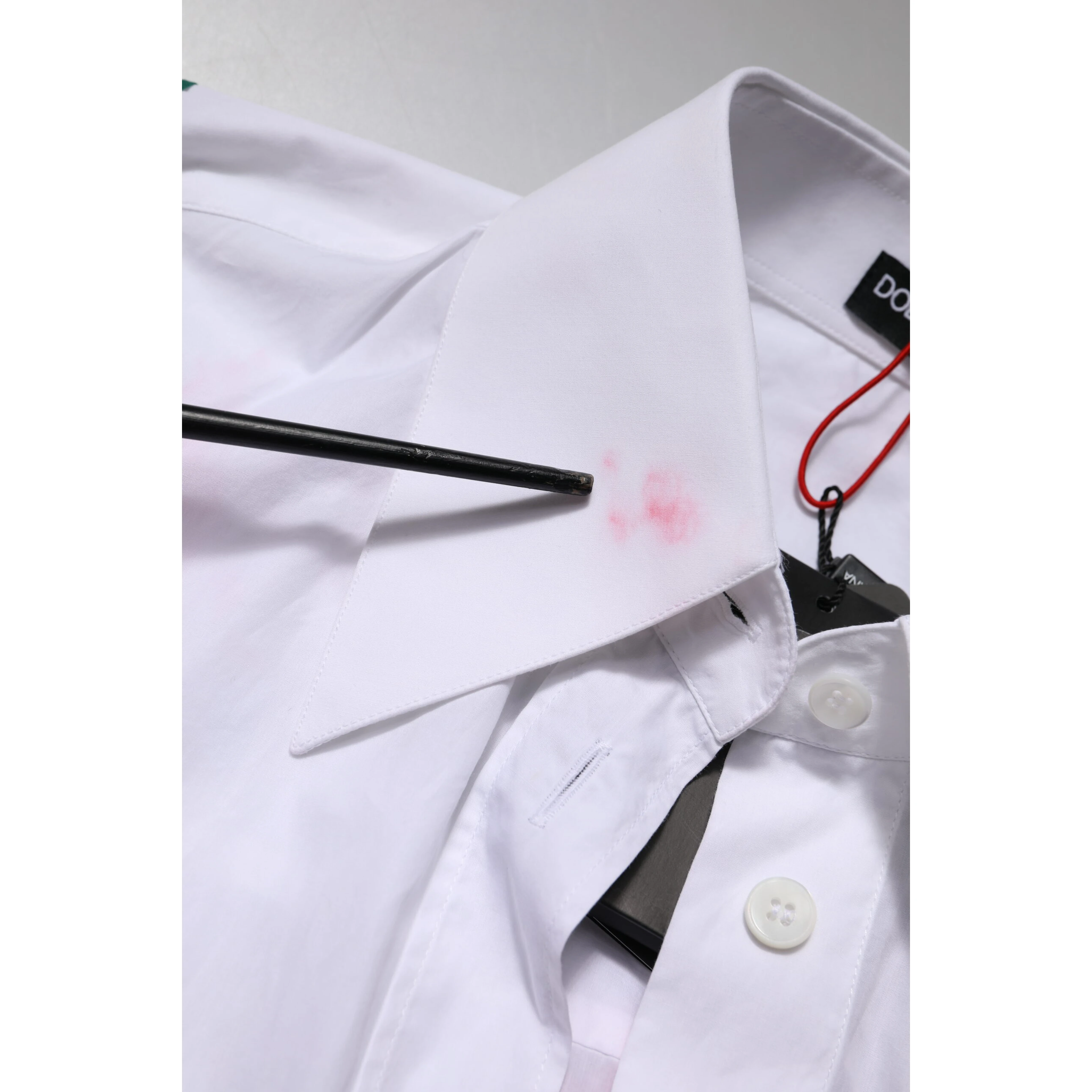 White Cotton Floral Appliques Dress Shirt Top